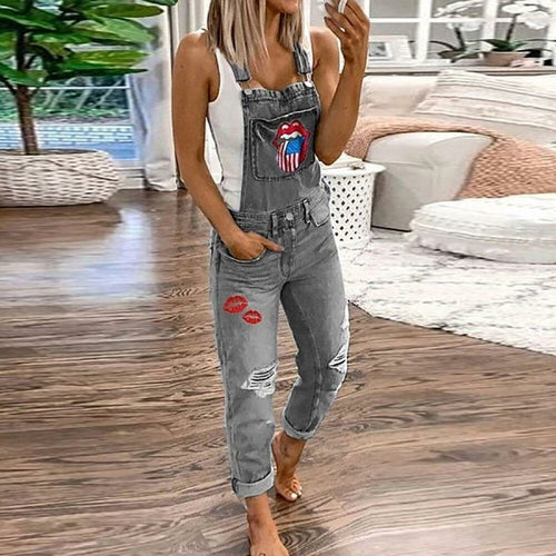 Overalls For Women lip Pockets  Denim Suspender Trousers