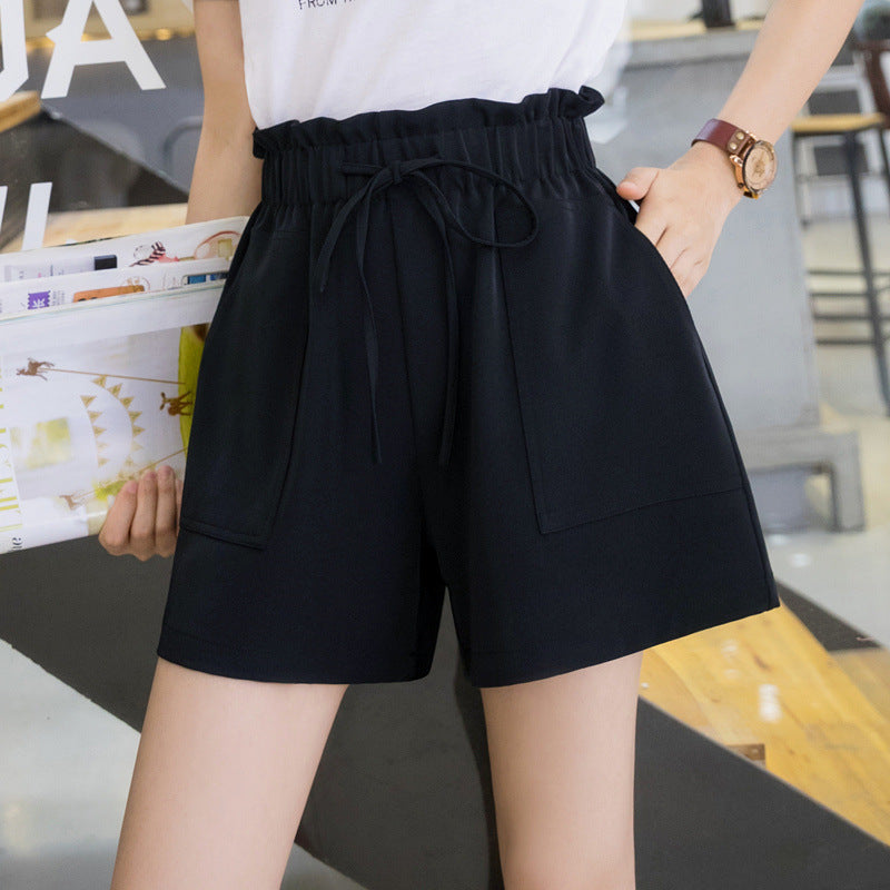 High waist shorts female summer wide shorts three pants loose pants hot pants wear version of thin large size