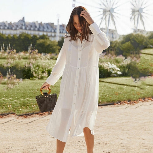 Women Causal Shirt Dress Beach Cover-up