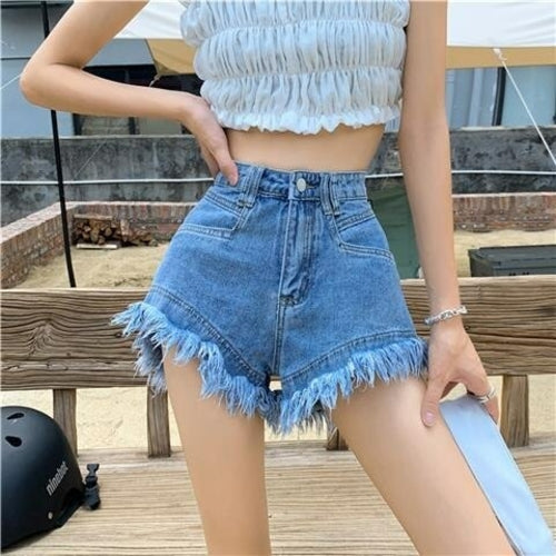 High Waist Denim Shorts Women's Summer Loose Wide Leg