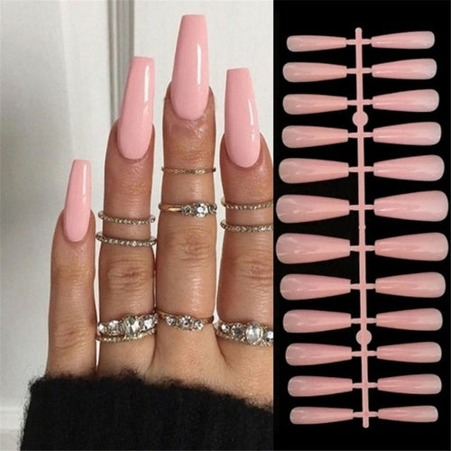 24pcs Almond False Nails Simple French Press on Nails Fake Nials DIY