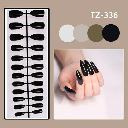 24pcs Long Ballerina False Nail Frosted Leaves Gold Powder Nail