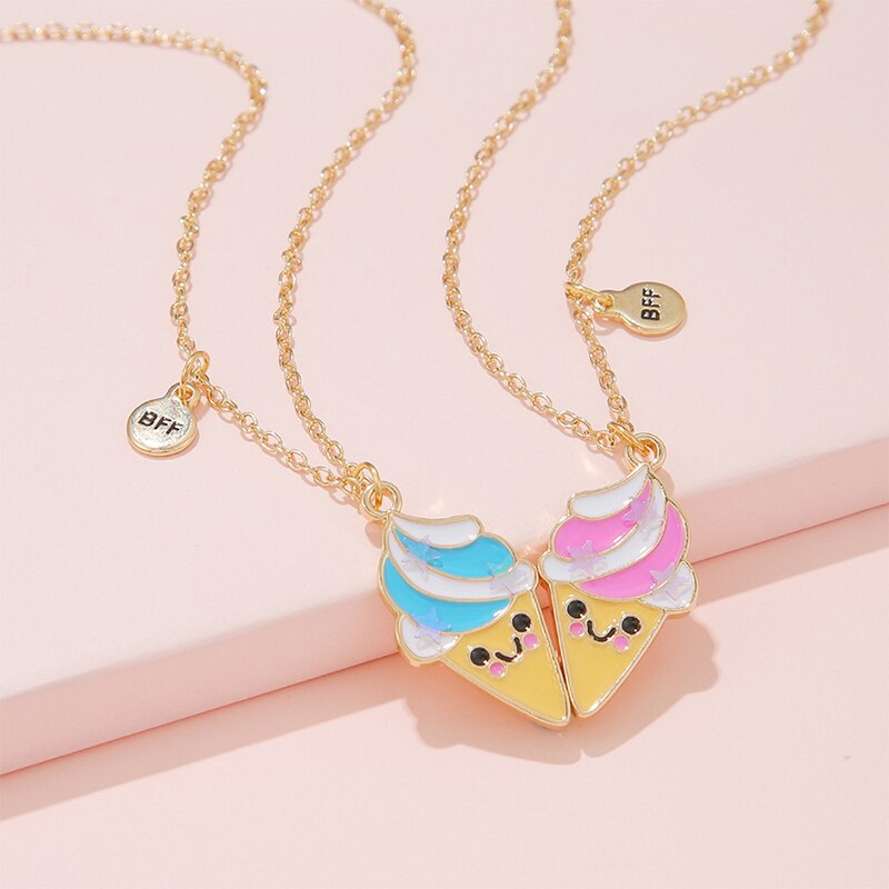 2Pcs/set Summer Sweet Ice Cream Cute Pendant Best Friend BFF Girls