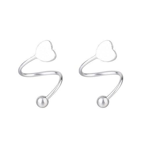 2pcs Stainless Steel Spiral Twisted Lip Ring Tongue Piercing Heart