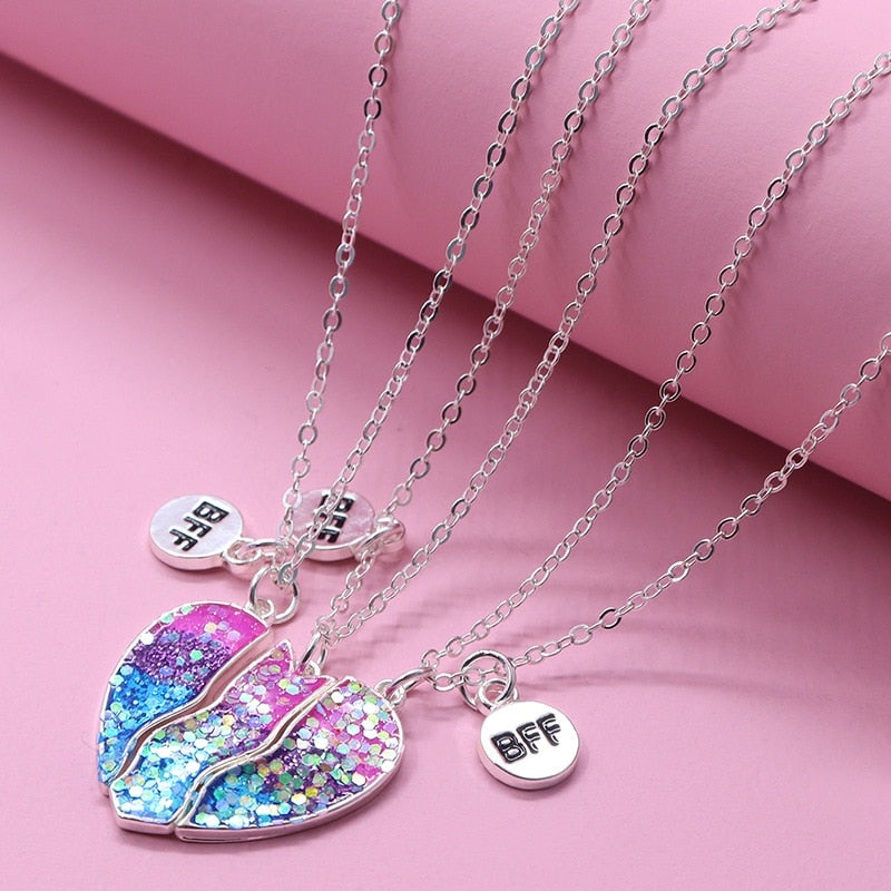 3pcs/set Peach Broken Heart Pendant For Girls 3 Bestie Friendship Bff