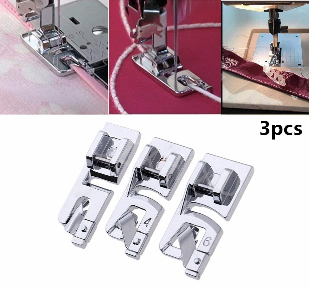 3Pcs sewing accessories Narrow Rolled Hem Sewing Machine Presser Foot