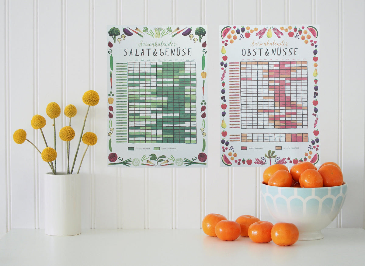 seasonal calendar (Set of 2) - eco-friendly