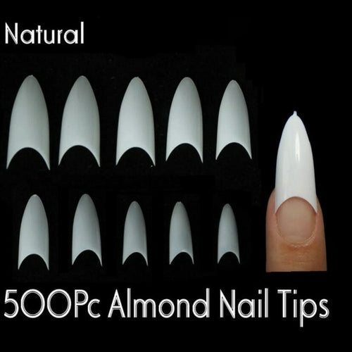 500pcs Nail pointy French Tips Stiletto Half Cover Stiletto False Fake