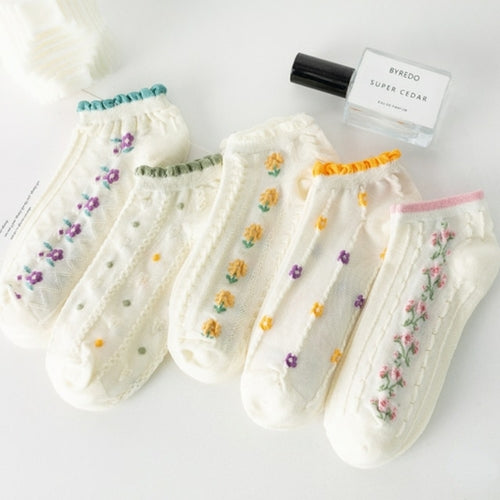 5pairs Lot Cute Women Short Socks Boat Chaussette Femme Skarpety