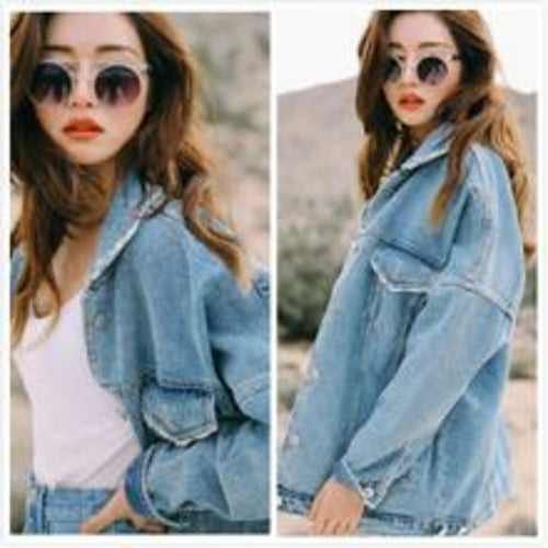 Mid-length winter Harajuku style BF jacket denim jacket