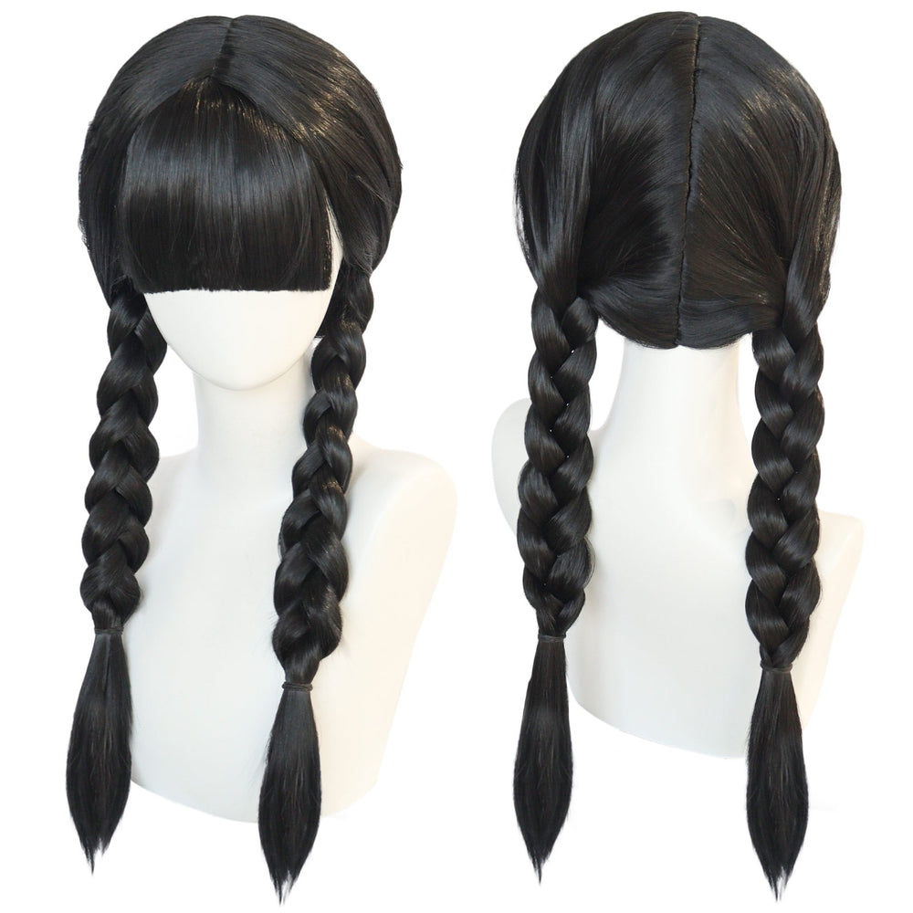 Synthetic Wednesday Addams Cosplay Wig Movie The Addams Family