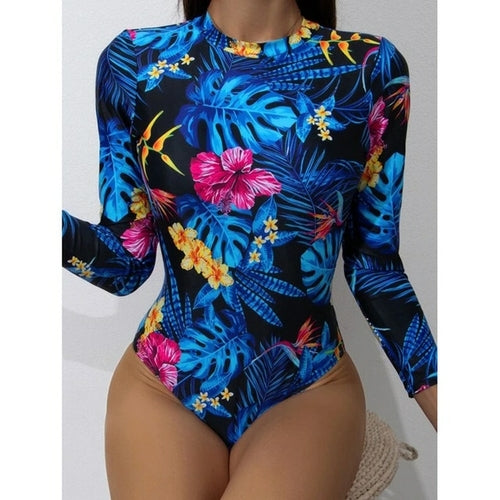 Bikini Women Rash Guard Long Sleeve Swimwear Surfing Swimsuit One