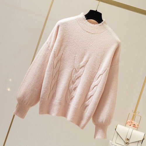 Cashmere Sweater Women Lantern Sleeve Casual