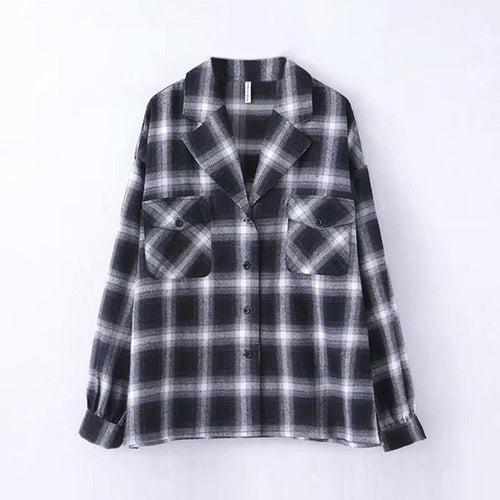 Casual Long Sleeve Plaid Blouse Women