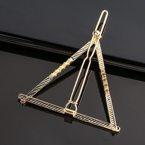 Chic Metal Geometric Hair Clip Round Triangle Barrettes Hairpin