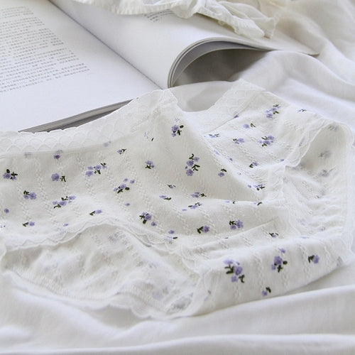 Women's Cotton Panties Flowers | Cute Purple Ruffles Panties - Cute