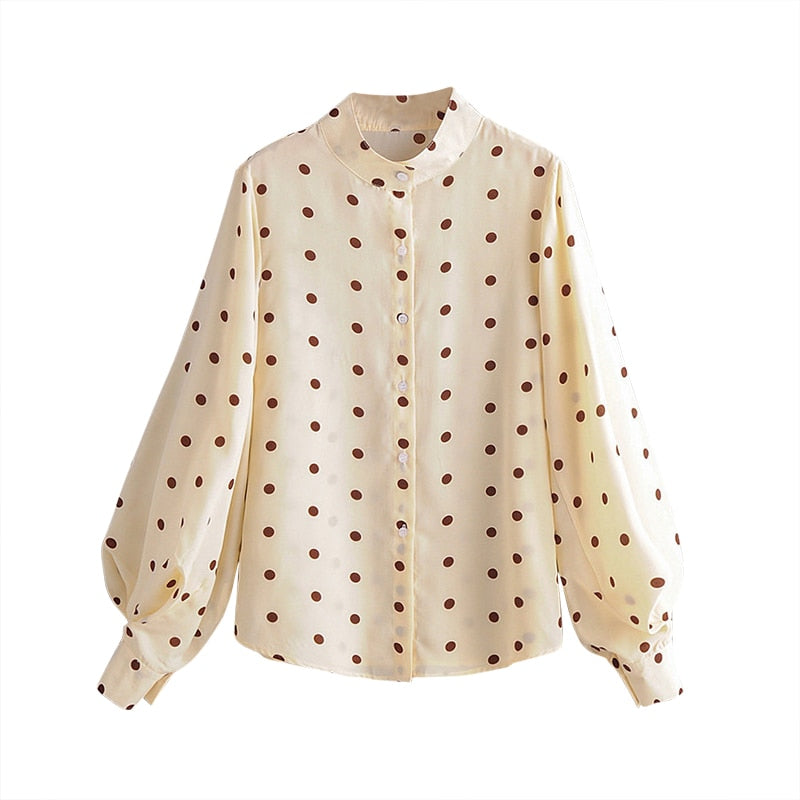 Elegant Polka Dot Print Women Blouses Stylish