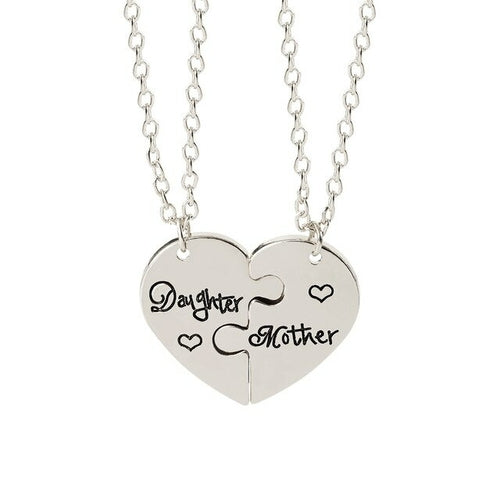 Mom Son Best Family Broken Heart Pendant Necklace