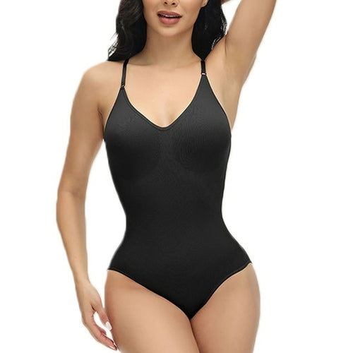 V Neck Spaghetti Strap Bodysuits Compression Body Suits Open