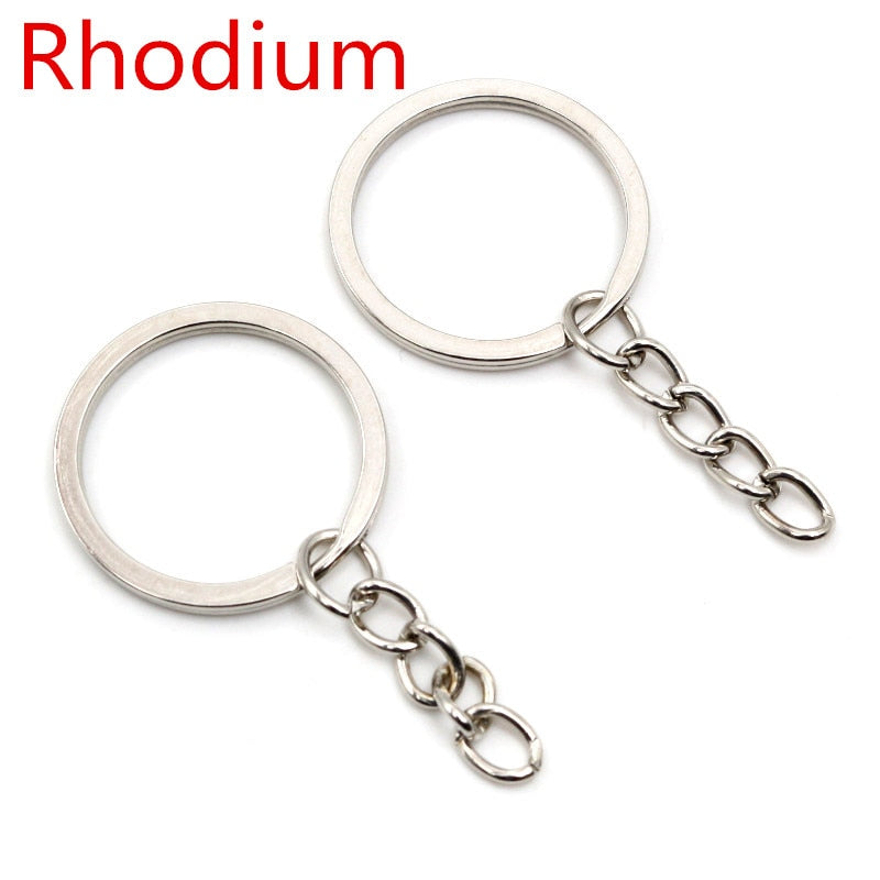 20 pcs/lot Key Ring Key Chain 6 Colors Plated 50mm Long Round Split Keychain Keyrings