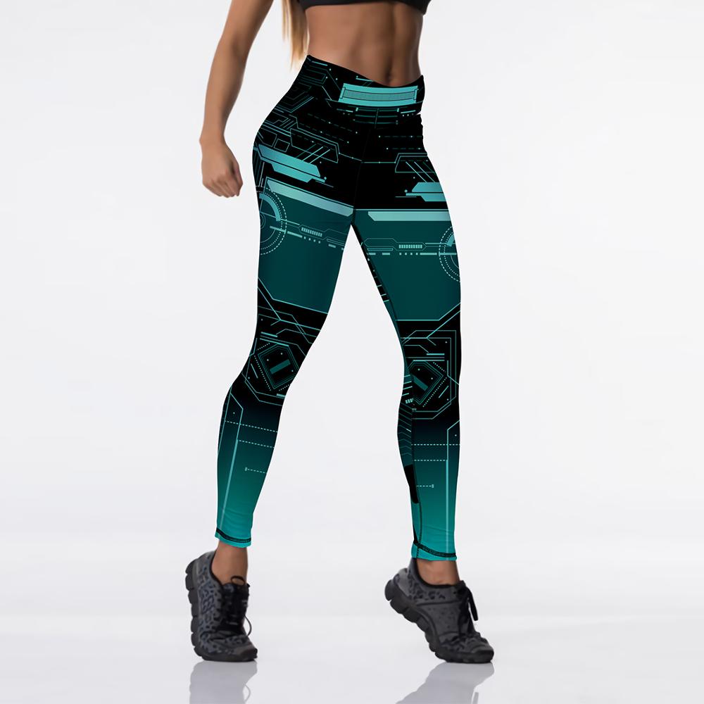 Sexy High Waist Elasticity Women Digital Printed Leggings Push Up Strength Pants