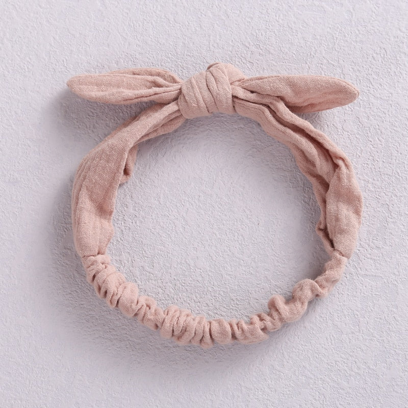 Baby Elastic Hair Bands Girl Headband Cotton Linen Kids Headwear Knot Hair Accessories Toddler Rabbit Ear Turban Playa Ties Soft