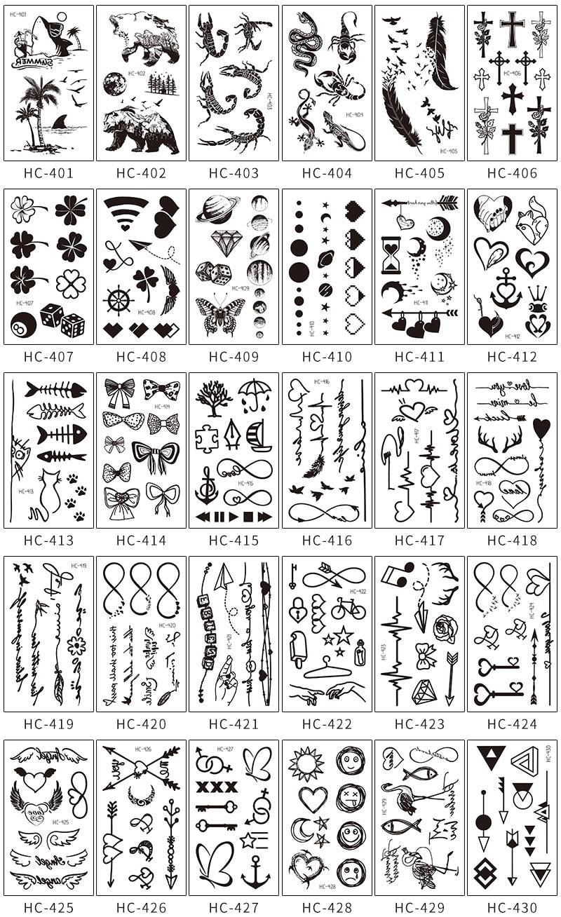 30 Sheets Waterproof Black Tiny Tattoo Feather Women Body Hand Art Drawing Temporary Tattoo Stickers Men Finger Words Tatto Face