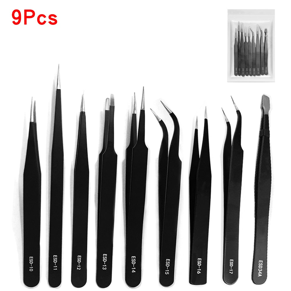 Anti-static ESD BGA Tweezers tweezer Set  tweezer kit   for soldering rework ,6pcs/lot ,High quality