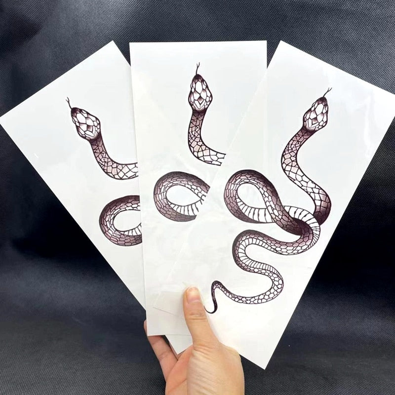 Big Size Black Snake Temporary Tattoo Stickers For Women Men Body Waist Waterproof Fake Tatto Dark Wine Snake Tatto