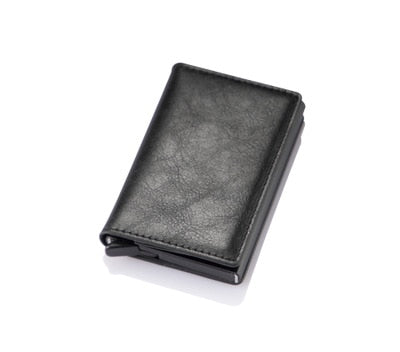 Men women smart wallet Credit Bank card holder fashion purse Aluminum alloy Business Casual Mini wallet Brand PU Purse