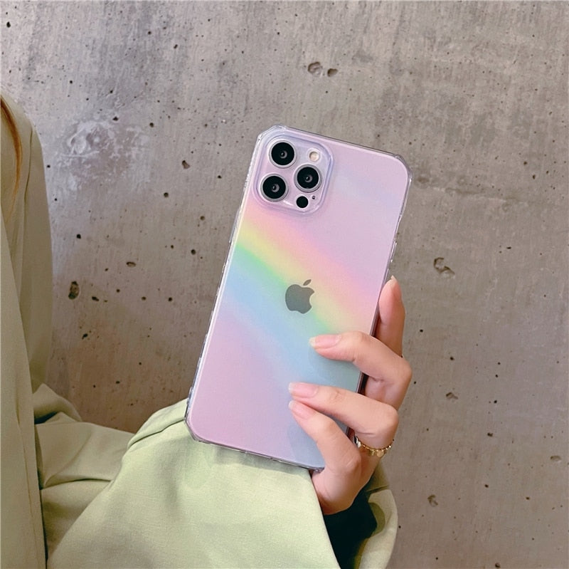 Soft RainBow Transparent Phone Case For iPhone 11 12 13 14 Pro Max XS X XR 7 8 Plus SE 2020 Mini Bumper Back Cover