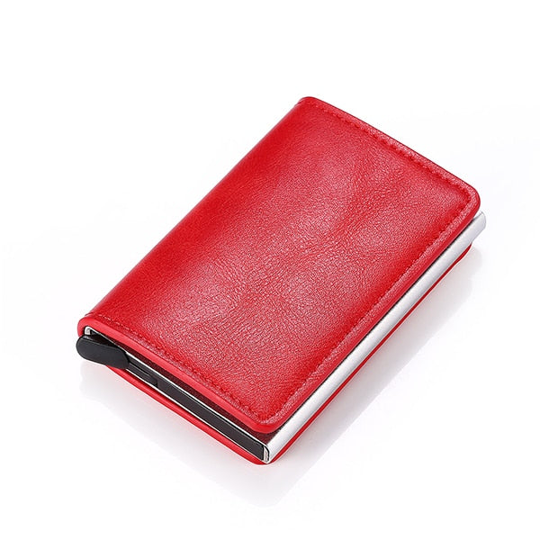 Customized Credit Card Holder Wallet Men Women RFID Aluminium Bank Cardholder Case Vintage Leather Wallet with Money Clips