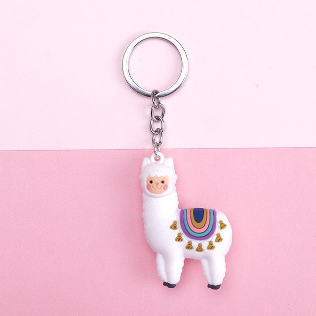 Qualitied Original cartoon Lamb cute Luck Zodiac Alpaca keychain key ring Simulation Animals Pendant Jewelry Birthday gift