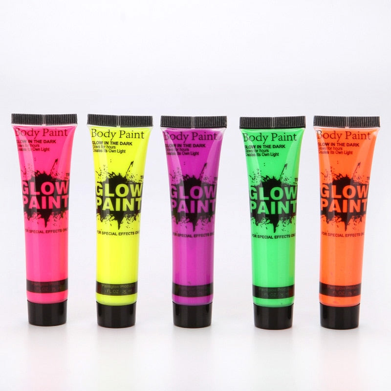 5 pcs Body Art Paint Neon Fluorescent Party Festival Halloween Cosplay Makeup Kids Face Paint UV Glow Painting