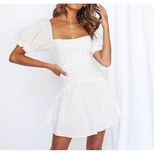 Elegant White Women Lace Up Back Sexy Mini Party Dress