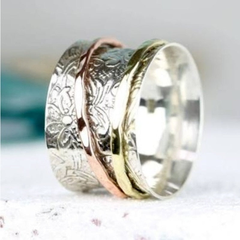 Natural Solid 925 Sterling Silver Spinner Ring Meditation  Statement