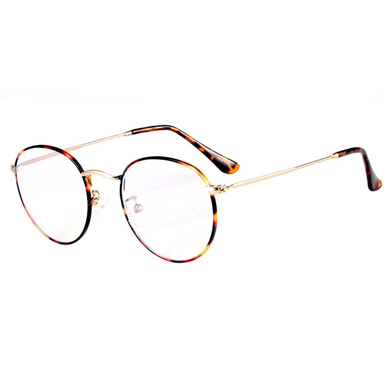 Classic Anti-Blue Light Glasses Frame Brand Designer Round Metal Optical Frames Computer Glasses