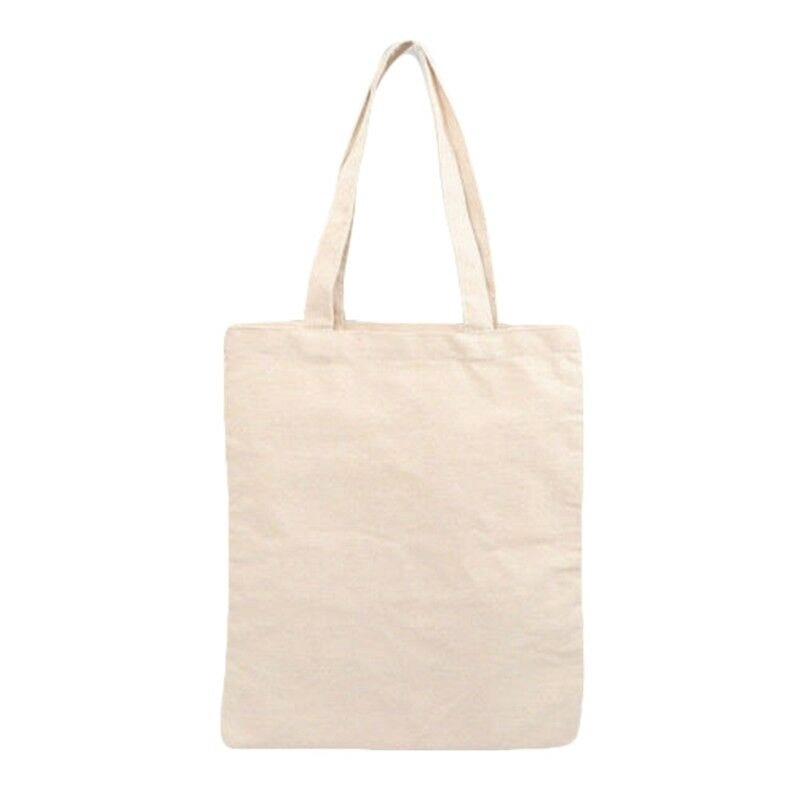 Creamy White Plain Shopping Shoulder Tote High Capacity Environmental Friendly Shopper Bags Cotton Canvas Bag Handbags Gifts