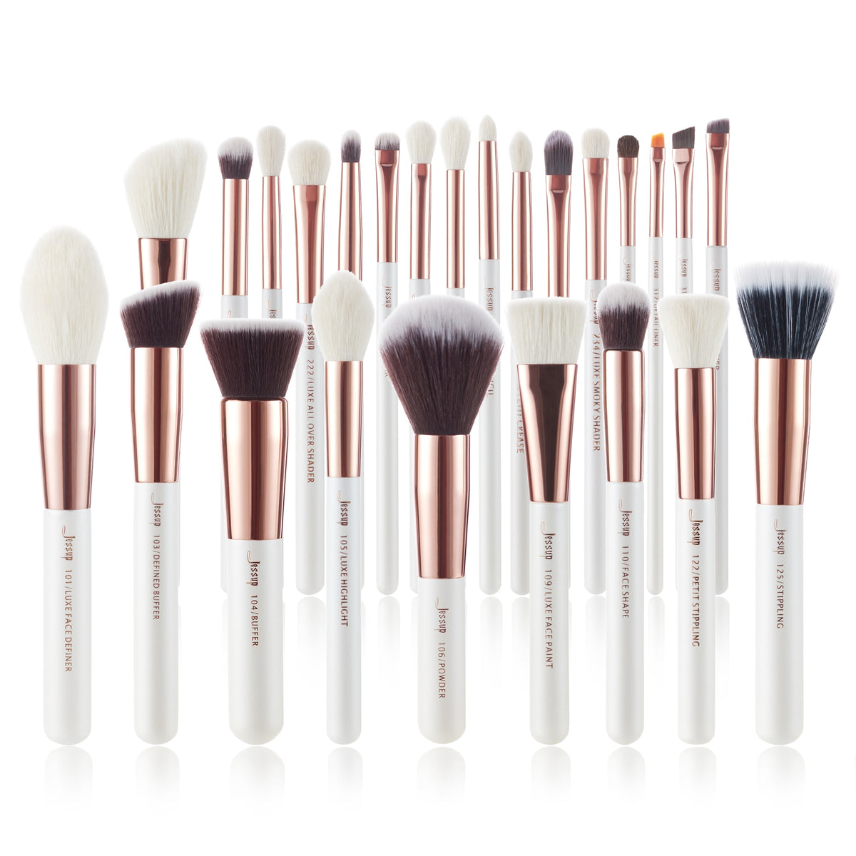 Professional Makeup brushes set ,6- 25pcs Makeup brush Natural Synthetic Foundation Powder Highlighter Pearl White