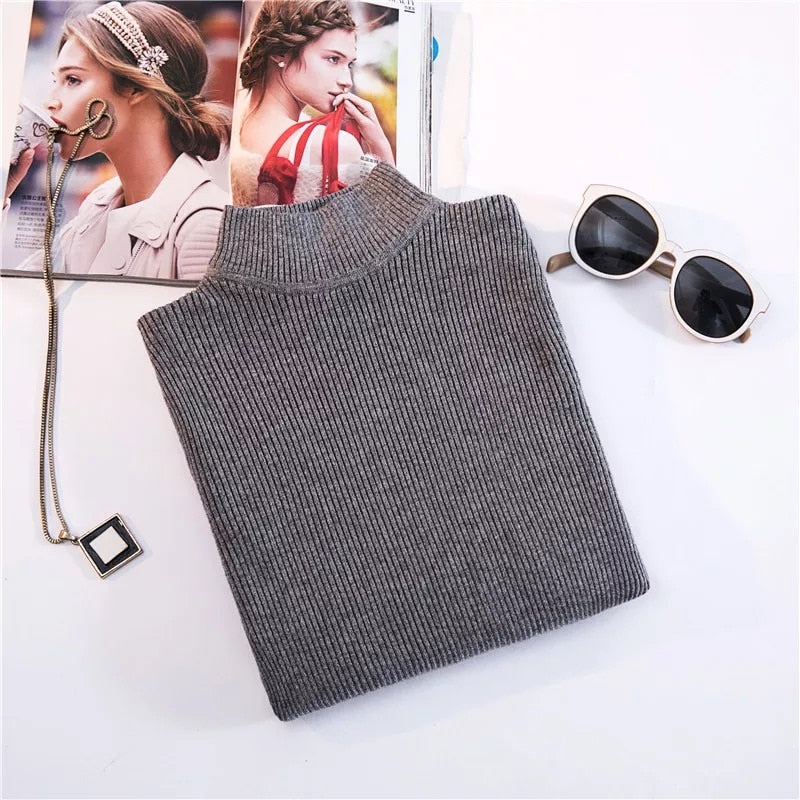 Top Pull Femme Turtleneck Pullovers Sweaters Long Sleeve Slim Oversize Korean Womens Sweater