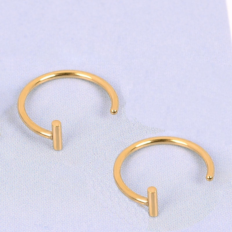 Punk 8/10mm Titanium Steel Lip Rings Cuff Clip on Fake Labret Piercing Ear Nose Hoops Unisex Women Septum Body Jewelry