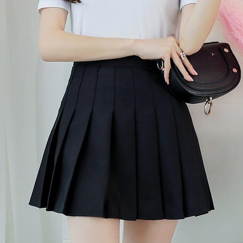 Women High waist Pleated Skirt Casual