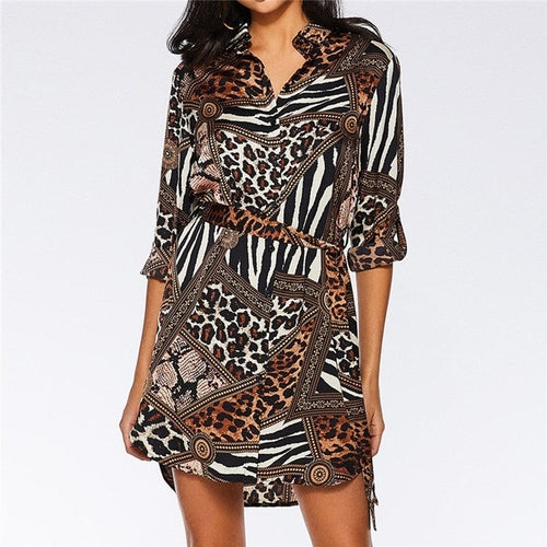 Leopard Dress Women Sexy Mini Party