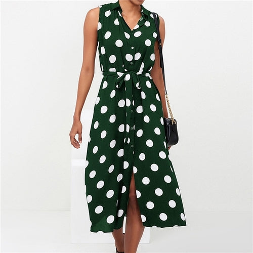 Long Dress Women Sexy Polka Dot Beach