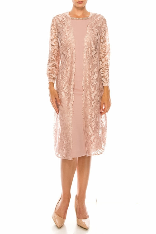 Maya Brooke Lace Duster 2 Piece Jacket Dress