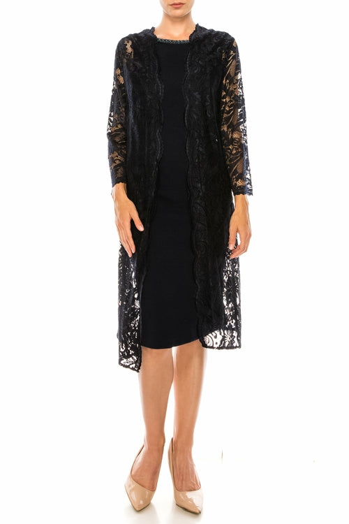 Maya Brooke Lace Duster 2 Piece Jacket Dress