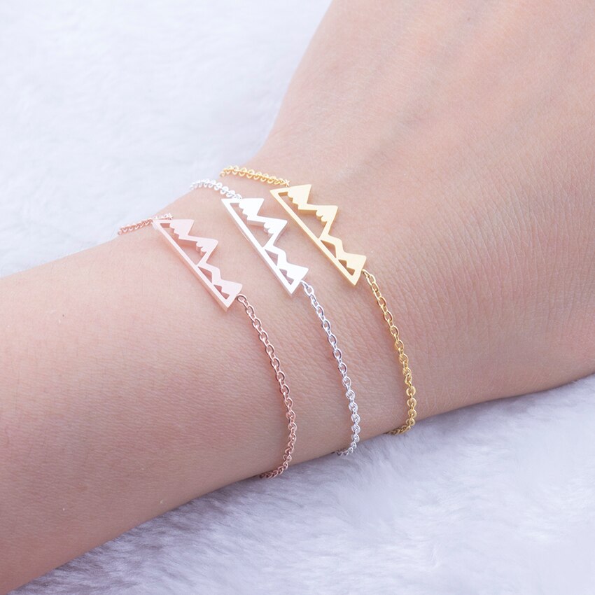 Minimalist Adventure Snowy Mountain Bracelet Women