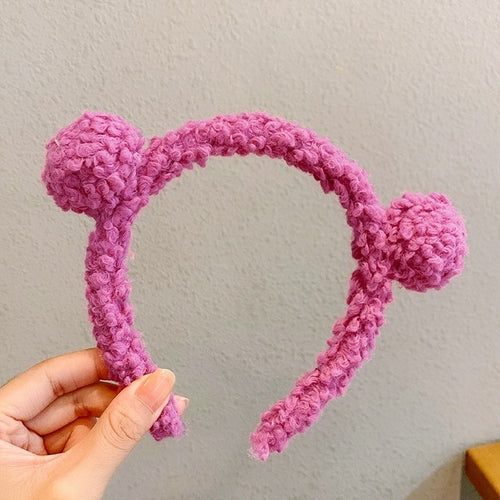 Girls Cute Bear Ears Plush Simple Hairbands Kids Lovely Hair