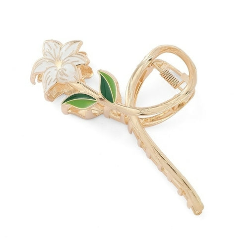 Women Metal Hair Claw Elegant Gold Flowers Hair Clips Barrette