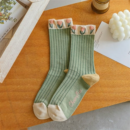 Cute Cotton Underwear | Girls Korean Flower Socks | Korean